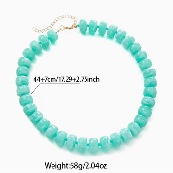 Bohemian Style Lake Blue Abacus Bead Handmade Women's Choker