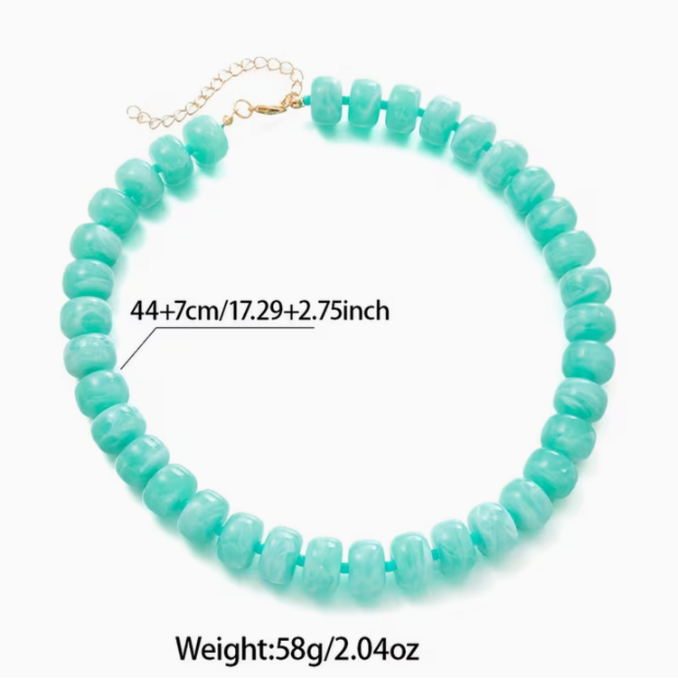 Bohemian Style Lake Blue Abacus Bead Handmade Women's Choker