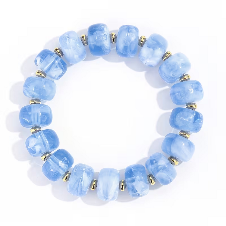 Acrylic Bohemian Fashion Stretch Bracelet Light Blue