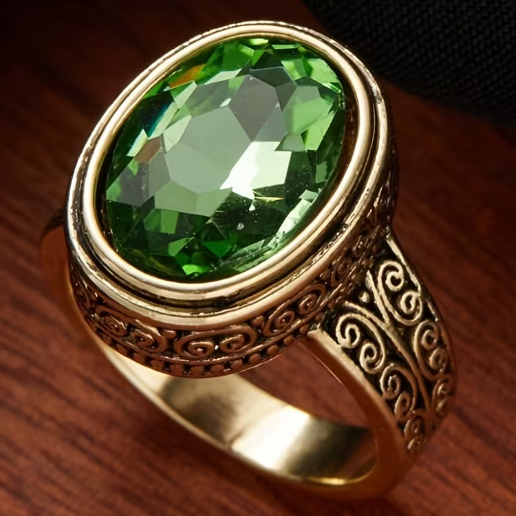 Green Zircon Statement Ring
