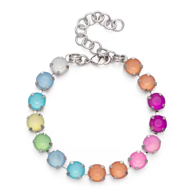 Colorful Rhinestone Silver Plated Bracelet