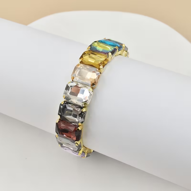 Rectangular Glass Bracelet - Multicolor