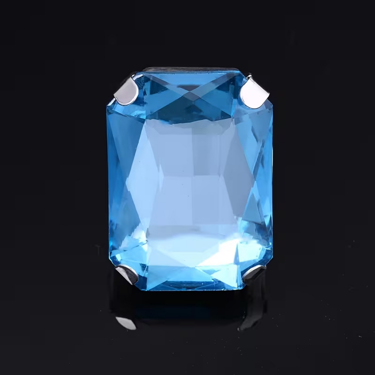 Exaggerated Square Adjustable Rhinestone Ring - Silvery