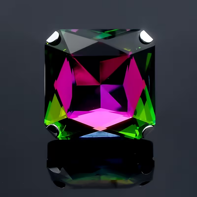 Exaggerated Square Adjustable Rhinestone Ring - Mixed Color