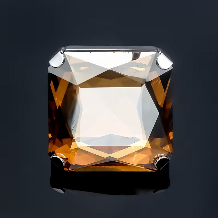 Exaggerated Square Adjustable Rhinestone Ring - Champagne