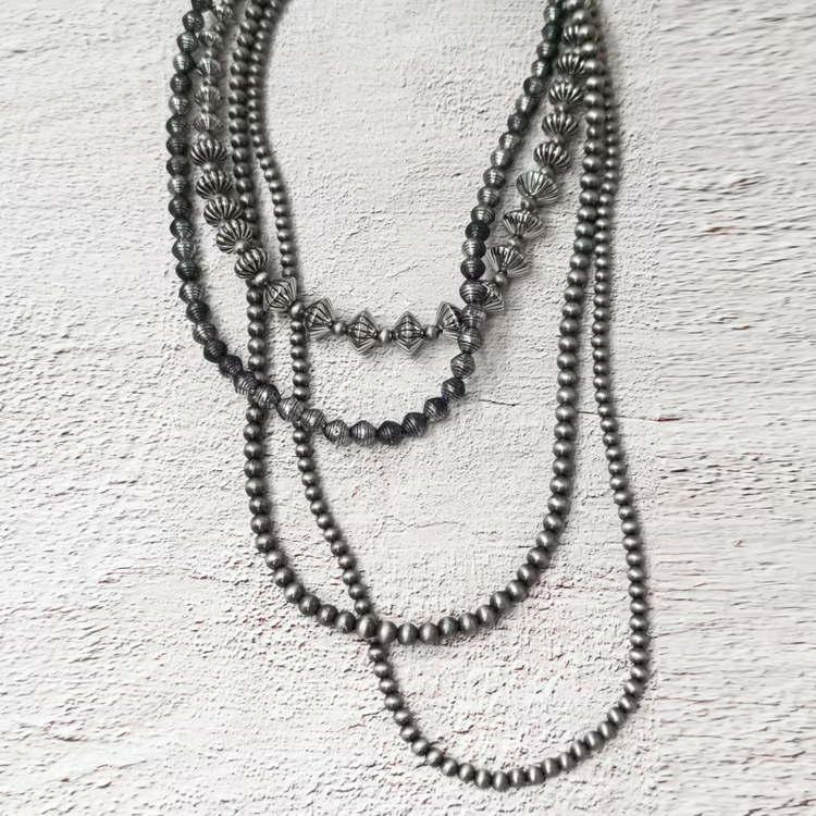 Western Ethnic Style Beaded 4-Layer Statement Long Necklace