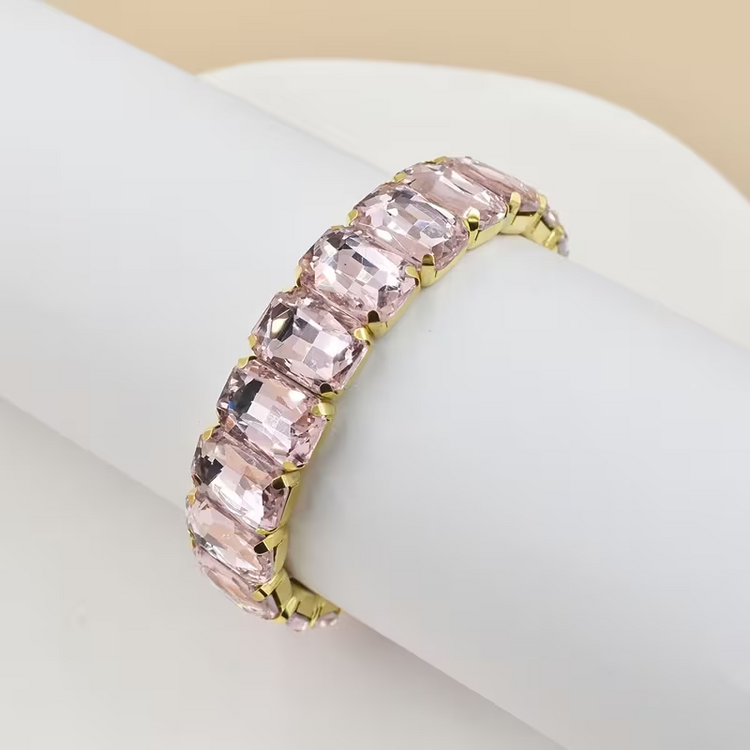 Rectangular Glass Bracelet - Pink