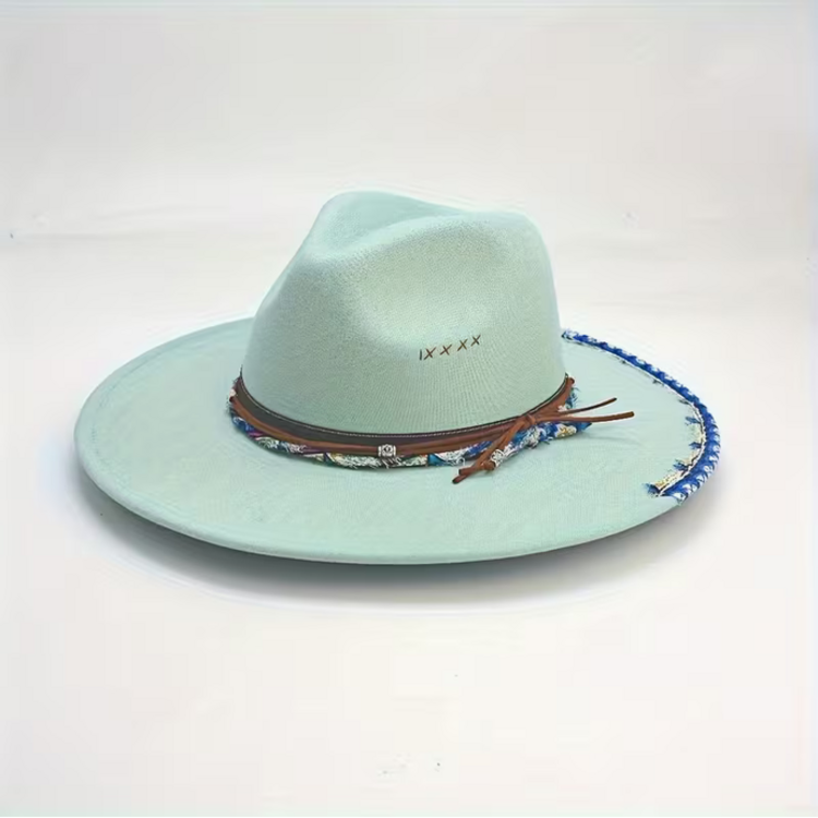 Vintage Braided Hat Lt Blue