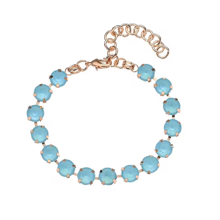 Rhinestone Gold Plated Bracelet - Light Blue