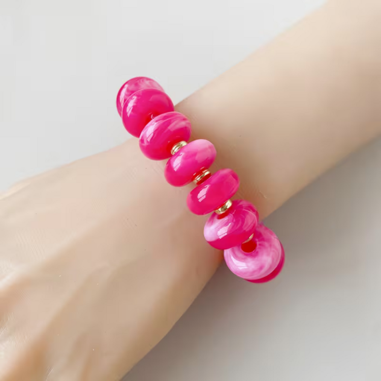 Bohemian Style Cloud Bead Bracelet - Rose Red