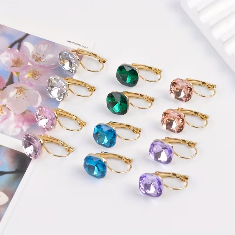 Rhinestone Pendant Hoop Earrings