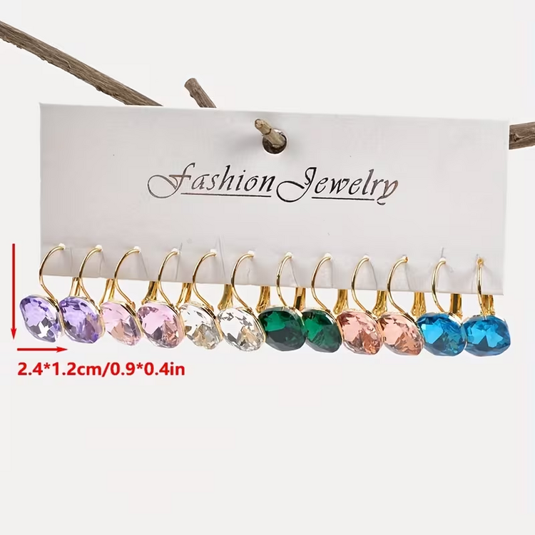 Rhinestone Pendant Hoop Earrings