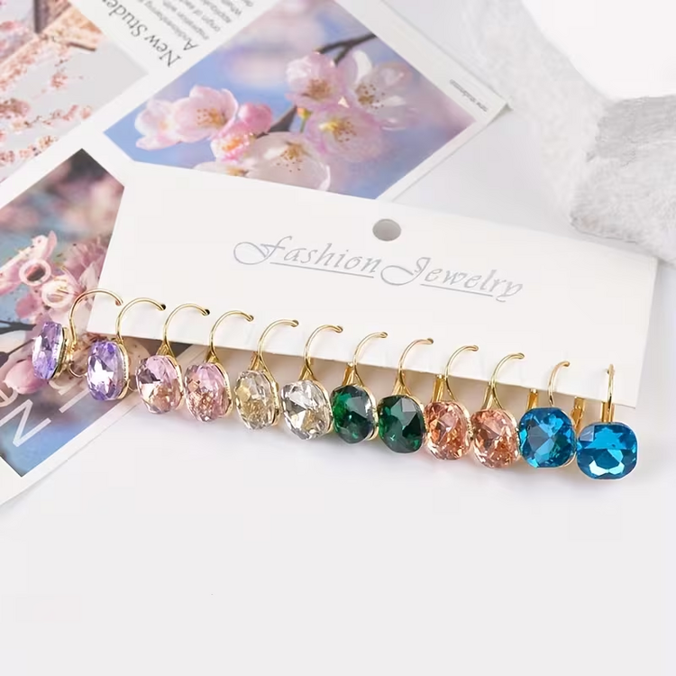 Rhinestone Pendant Hoop Earrings