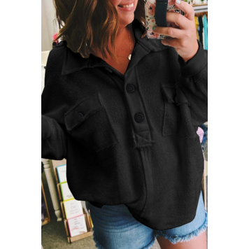 Long Sleeve Flap Pocket Henley Top