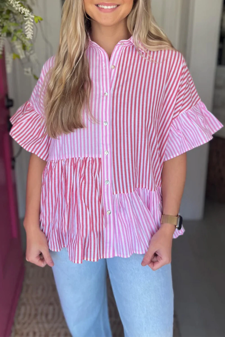 Ruffled Short Sleeve Plus Size Top