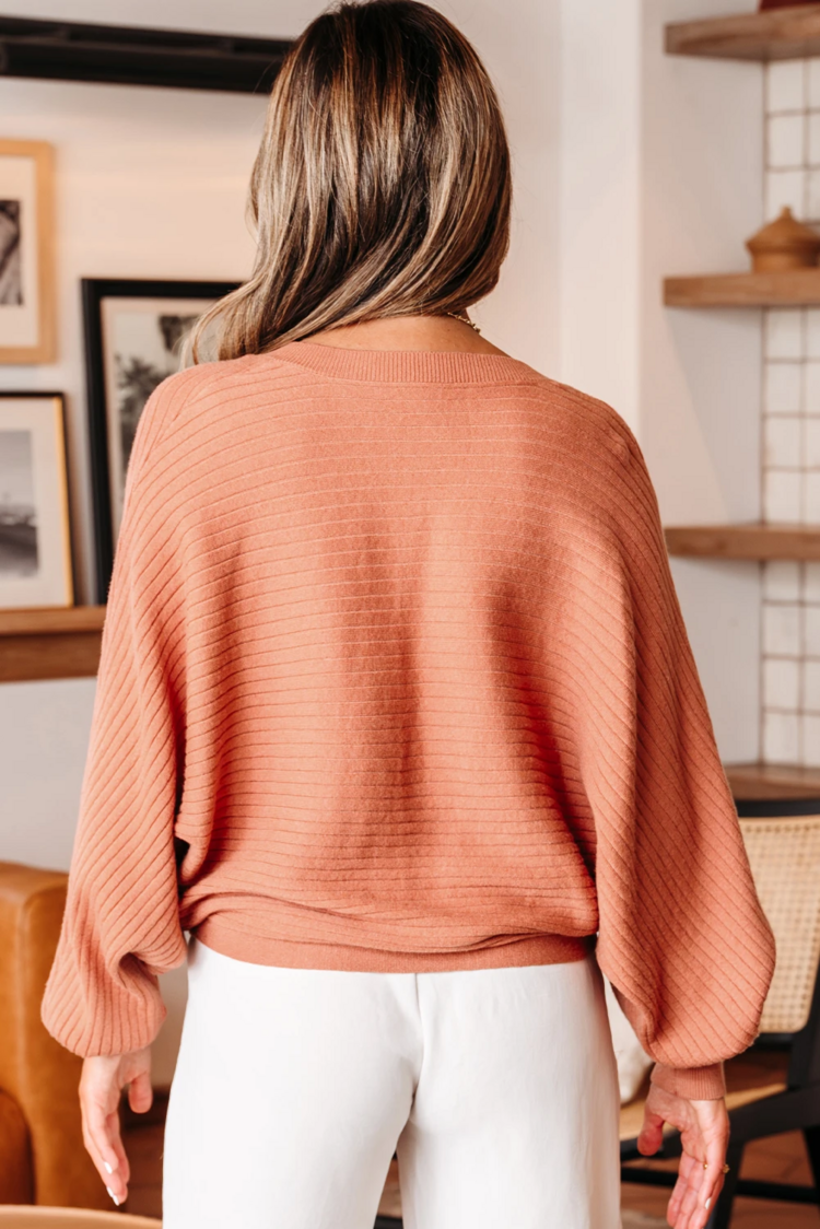 Wide Rib Knit Button Front Dolman Sleeve Sweater Cardigan