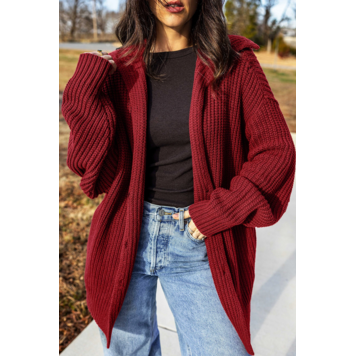 Solid Color Knit Oversized Button Front Sweater Cardigan