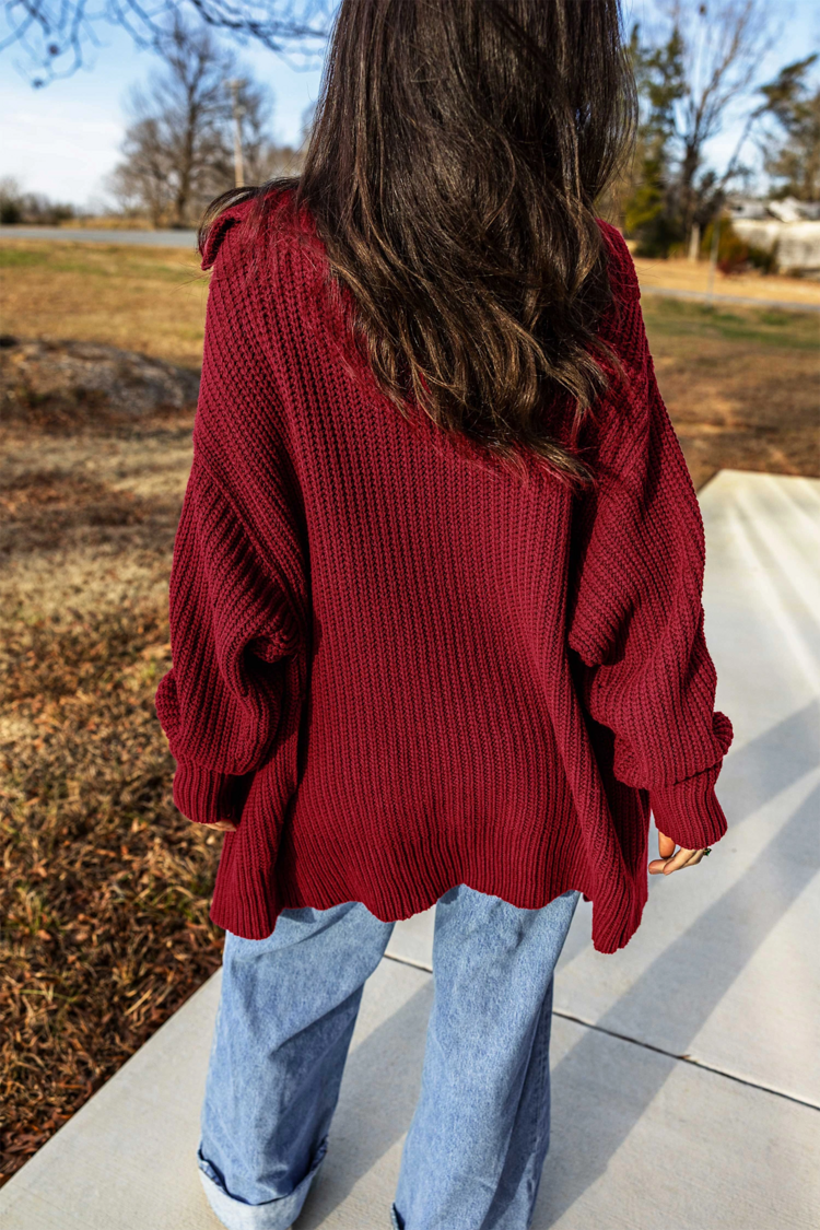 Solid Color Knit Oversized Button Front Sweater Cardigan