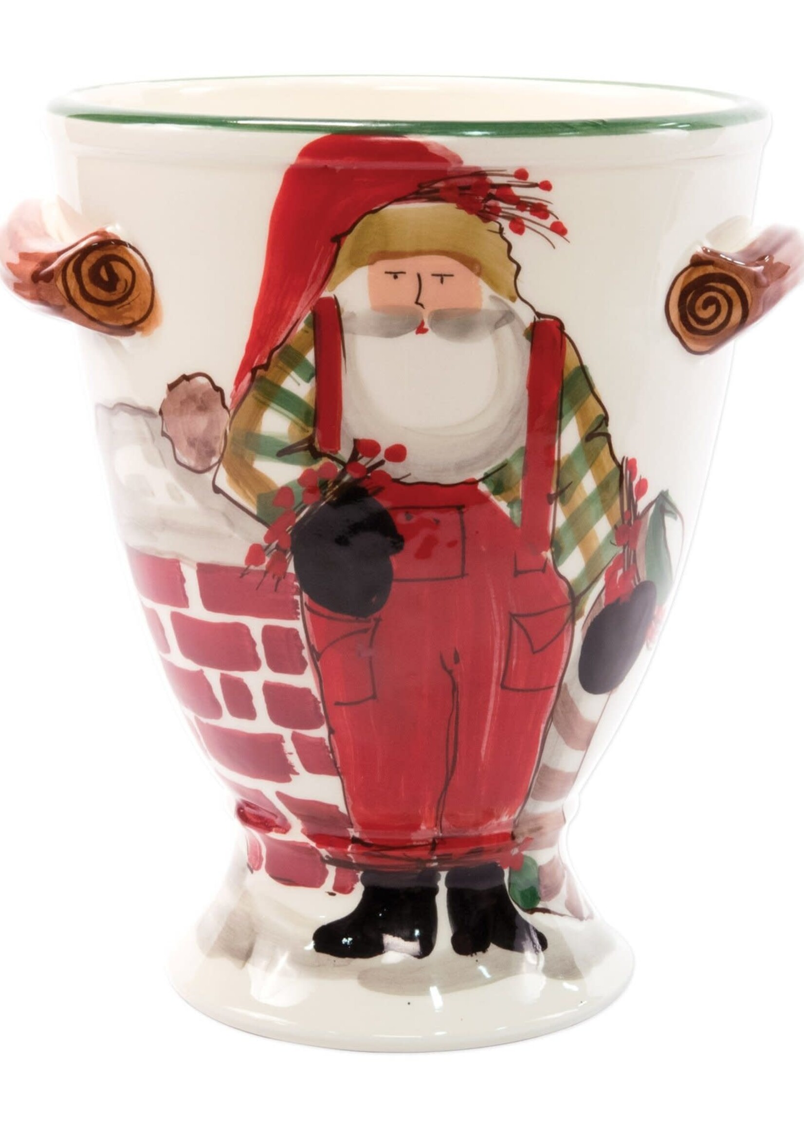 Vietri OSN Footed Urn w/ Chimney & Stockings w/ Retired Price