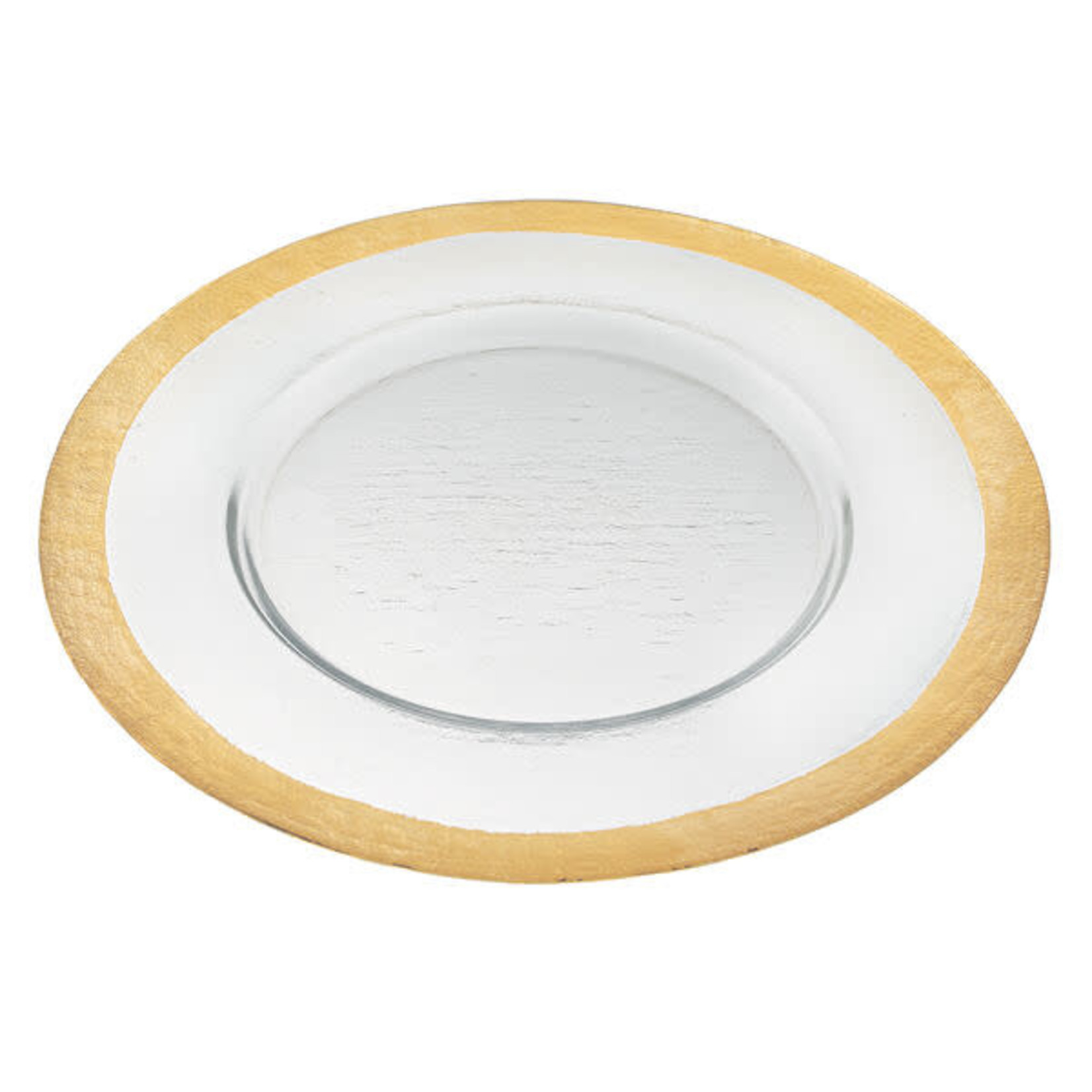 Gold Border Round 13 ” Glass Charger Plate