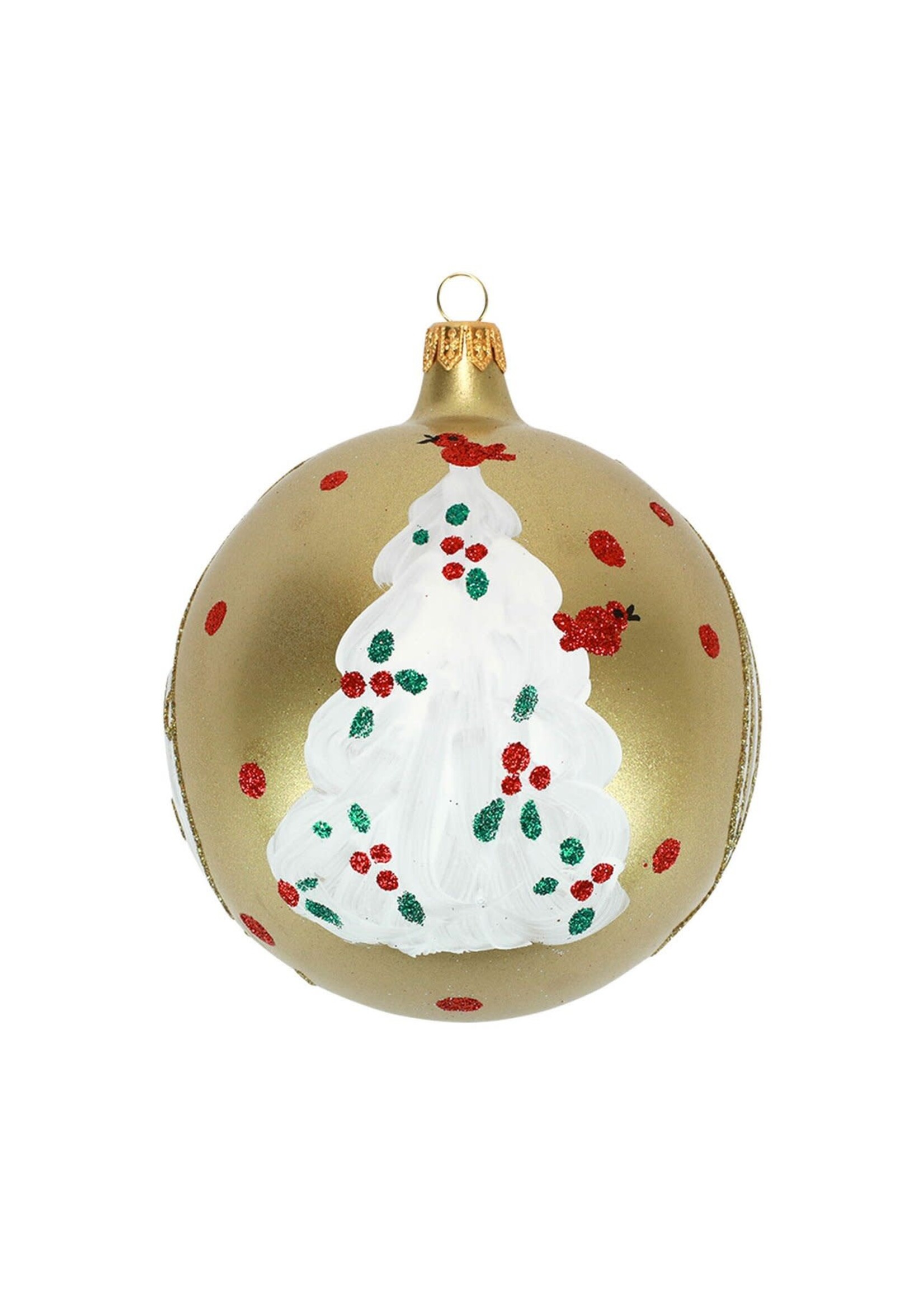 Vietri Gold Ornament Tree w/ Red Bird Retired