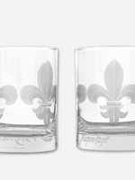 Mignon Faget Fleur de Lis Double Old Fashioned Set/4