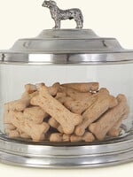 Glass Cookie Jar w/ Dog FInial