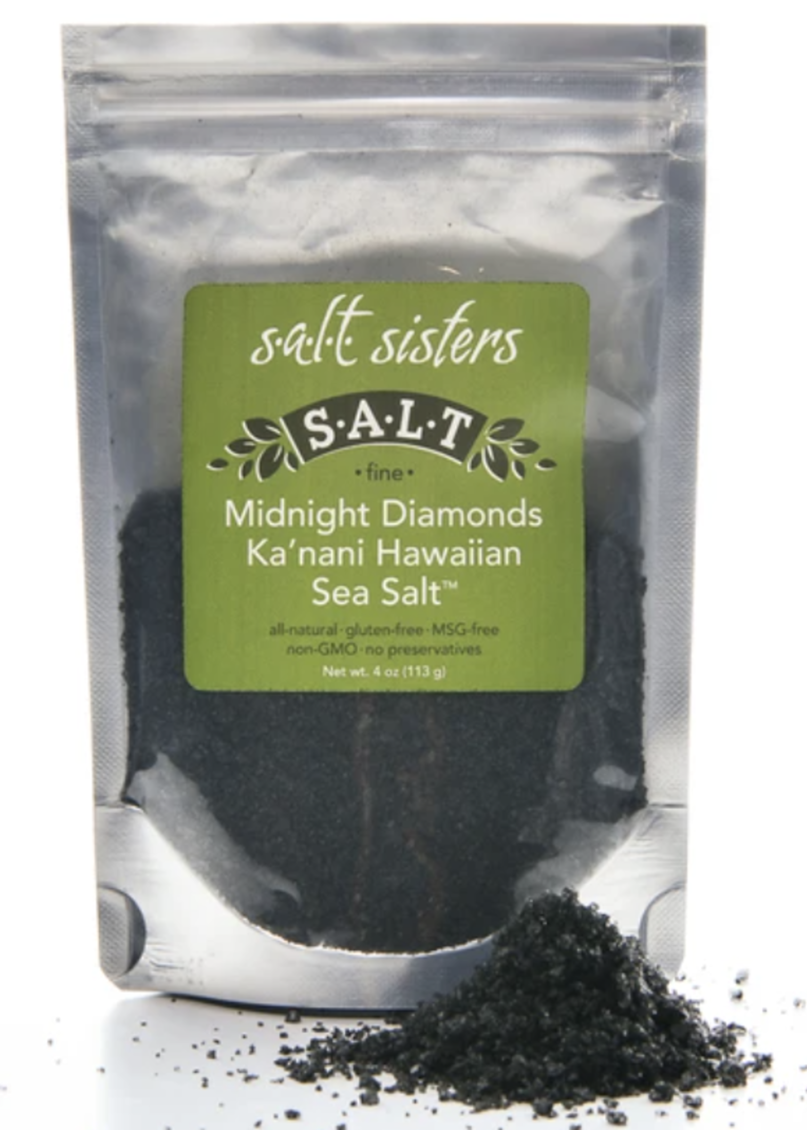 Salt Sisters Midnight Diamonds Black KA'NANI Hawaiian Sea Salt, fine