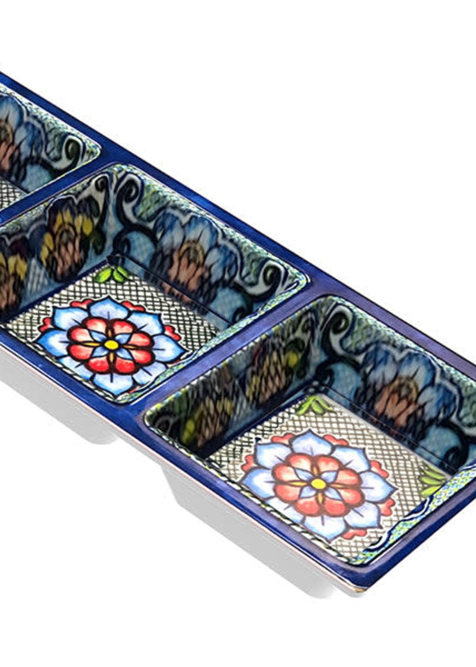 Prepara 3 Sectional Tray Mosaic Blue