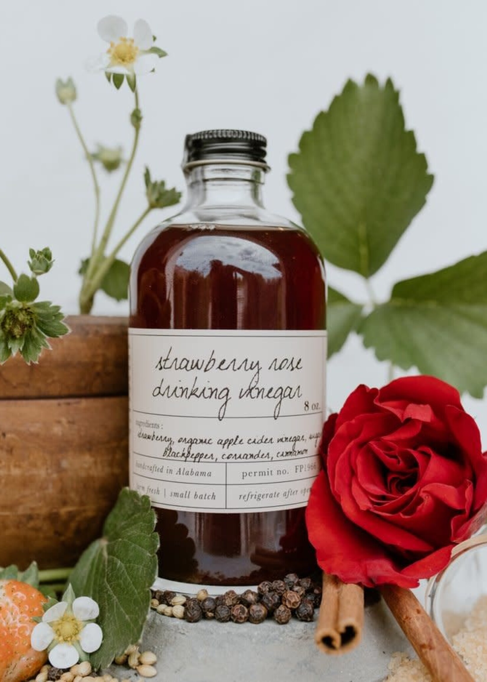 Stone Hollow Strawberry + Rose Drinking Vinegar