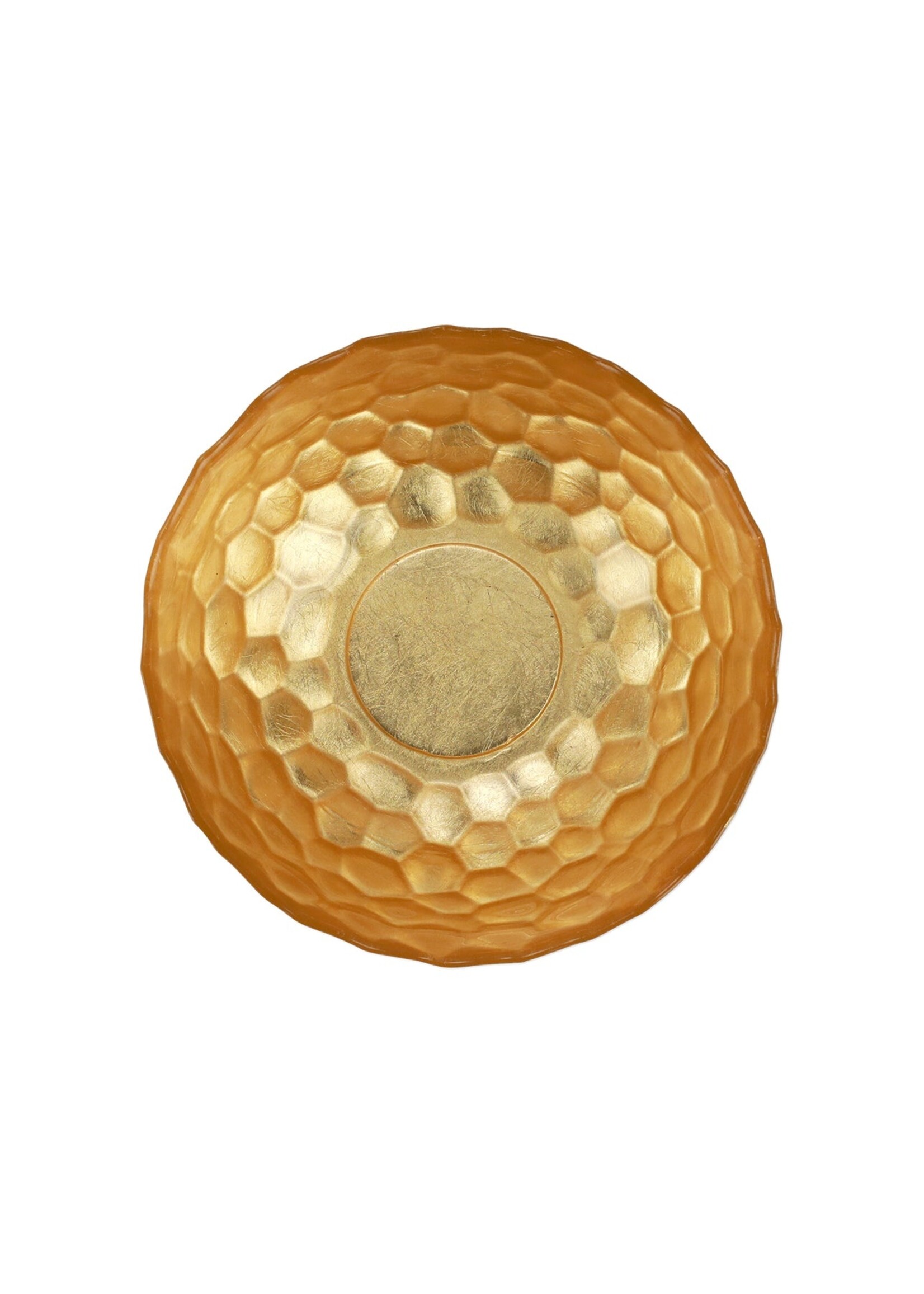 Vietri Rufolo Glass Gold Honeycomb Small Bowl w/ Retired Price