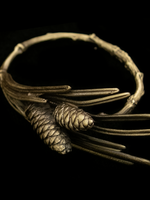 Antique Brass Finished Peewter Pine Napkin Rings S/4