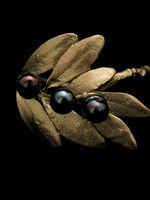 Antique Brass Finished Pewter Olive Napkin Rings S/4