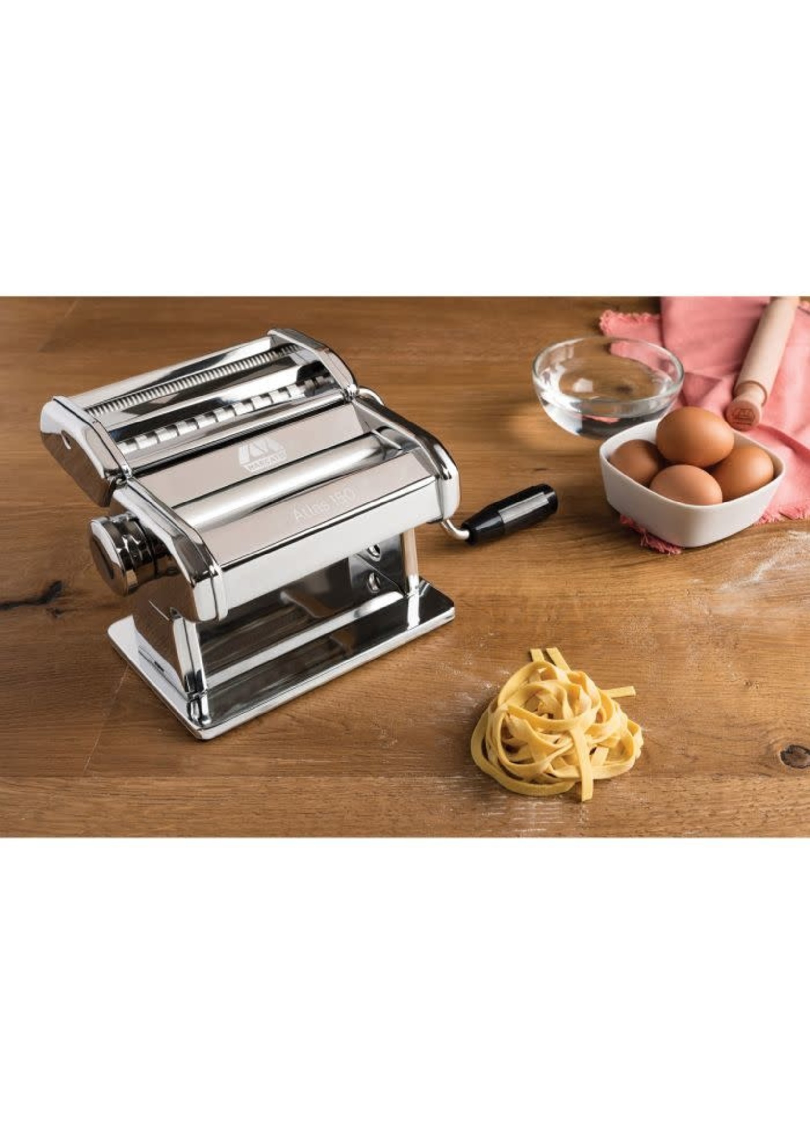 Marcato Atlas 150 Pasta Machine with Cutter and Hand Crank, Made in Italy