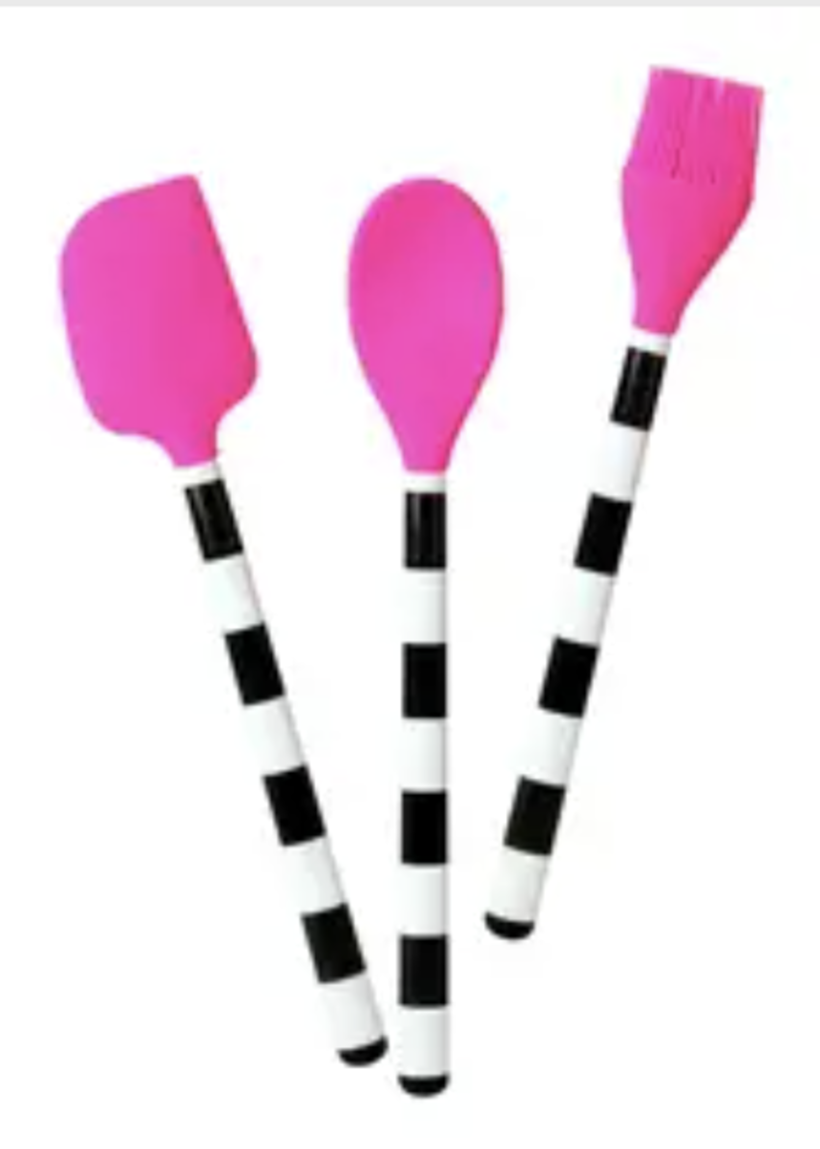 Black & White Stripe Silicone Utensil 3-Piece Set
