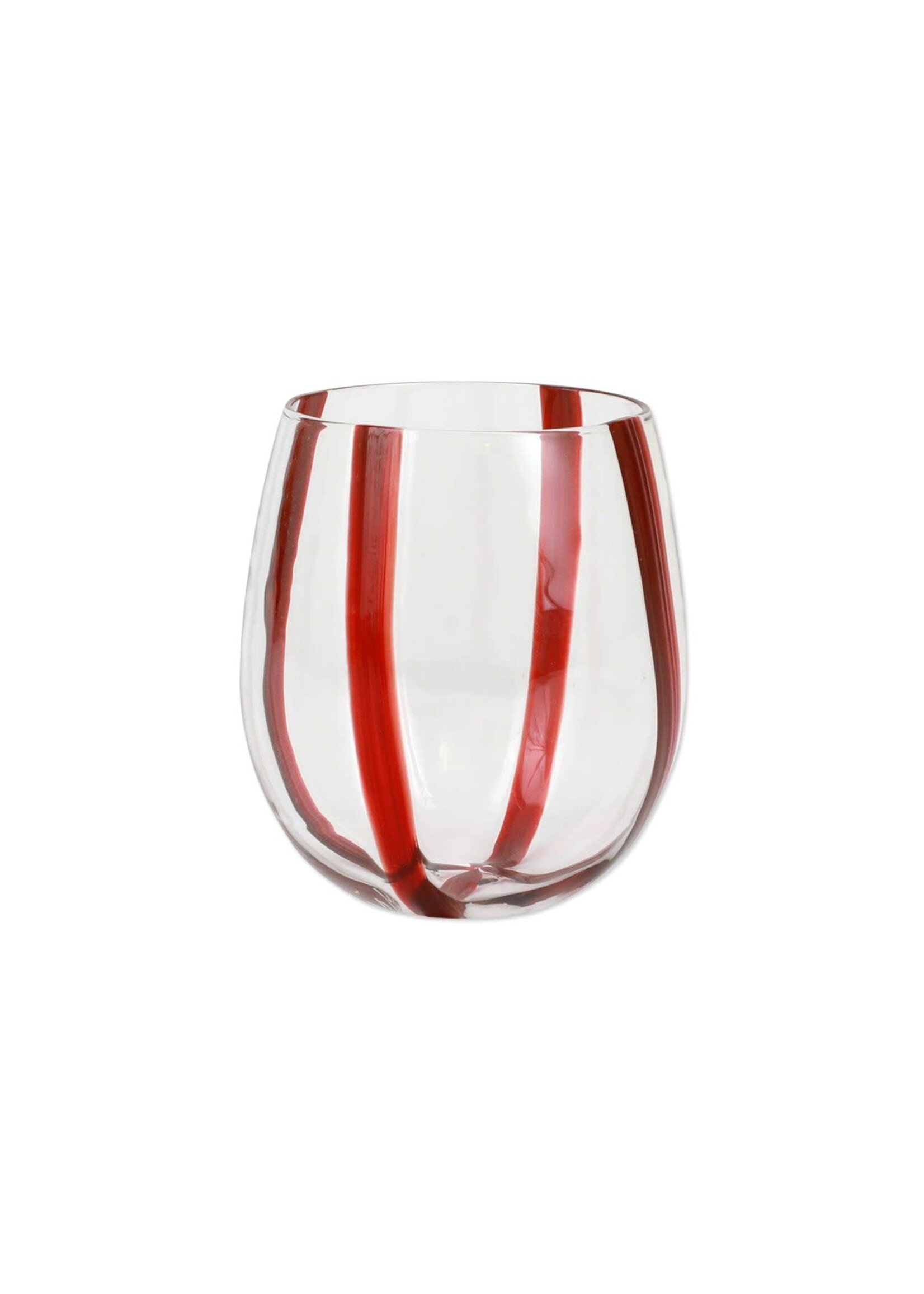 Vietri Stripe Stemless Wine Red