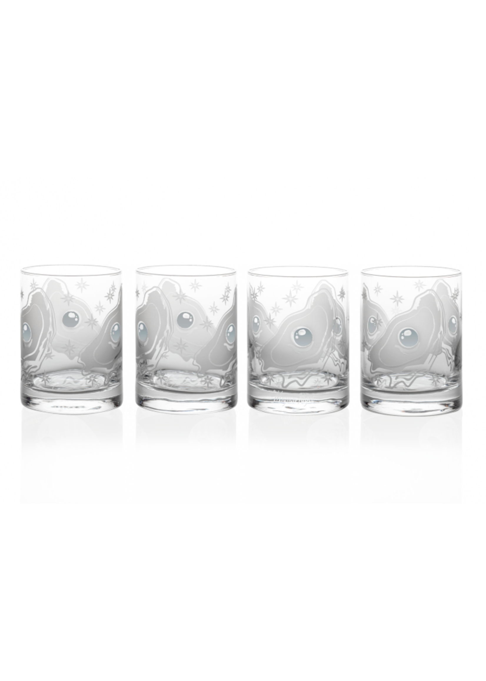 Mignon Faget Oyster Platinum Double Old Fashioned Glasses s/4