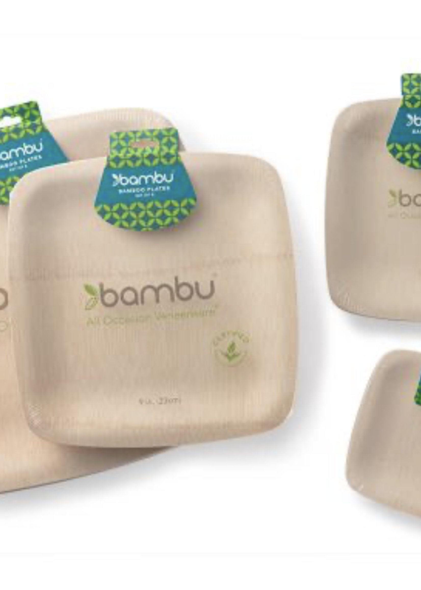 5" Square Bamboo Plates pkg/12