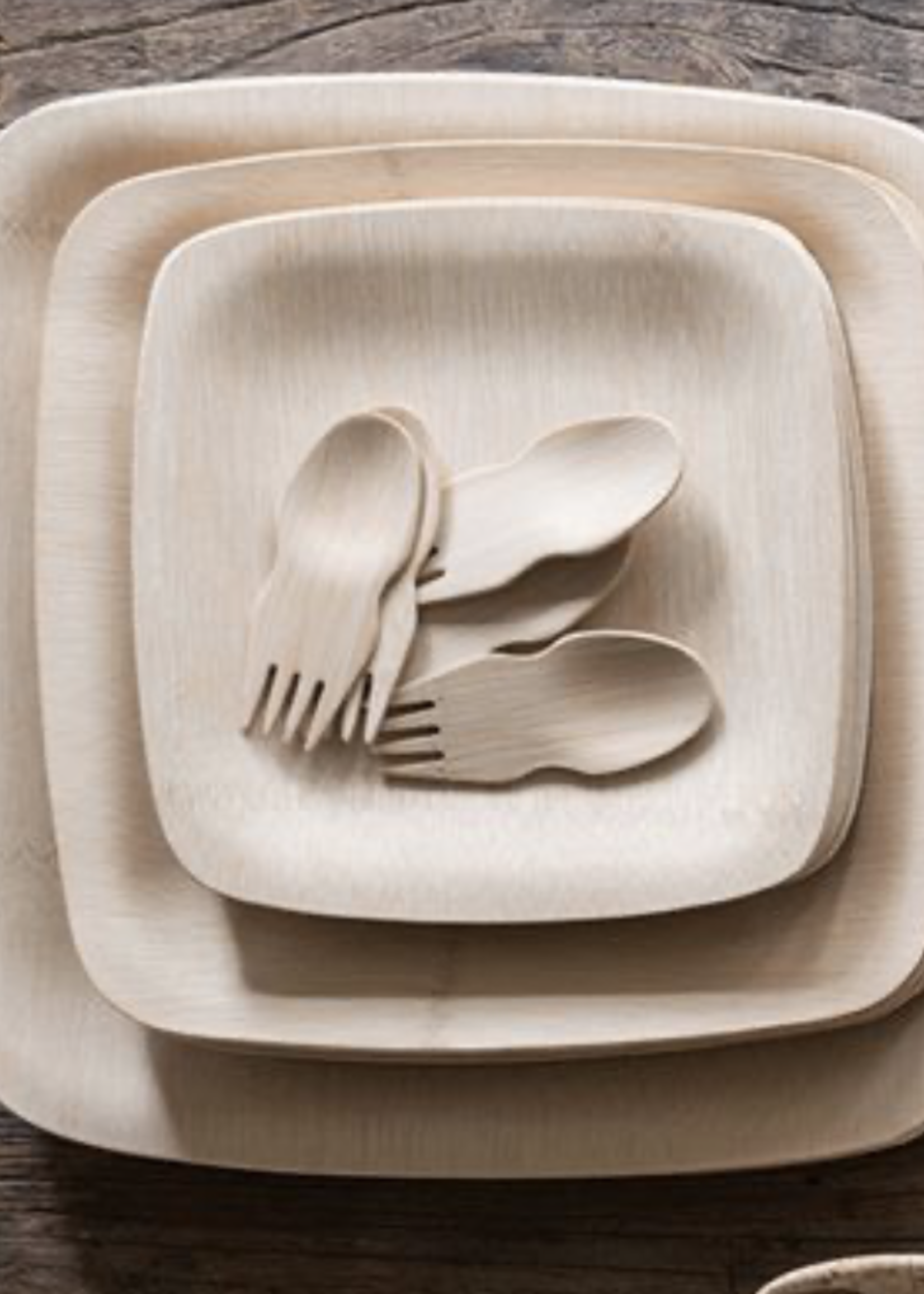 5" Square Bamboo Plates pkg/12