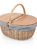 Picnic Time Country Basket - Navy Blue & White Stripe