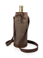 Picnic Time Waxed Canvas Wine Tote - Khaki Green
