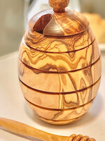 Natural Olive Wood Honey Jar, Olive Wood