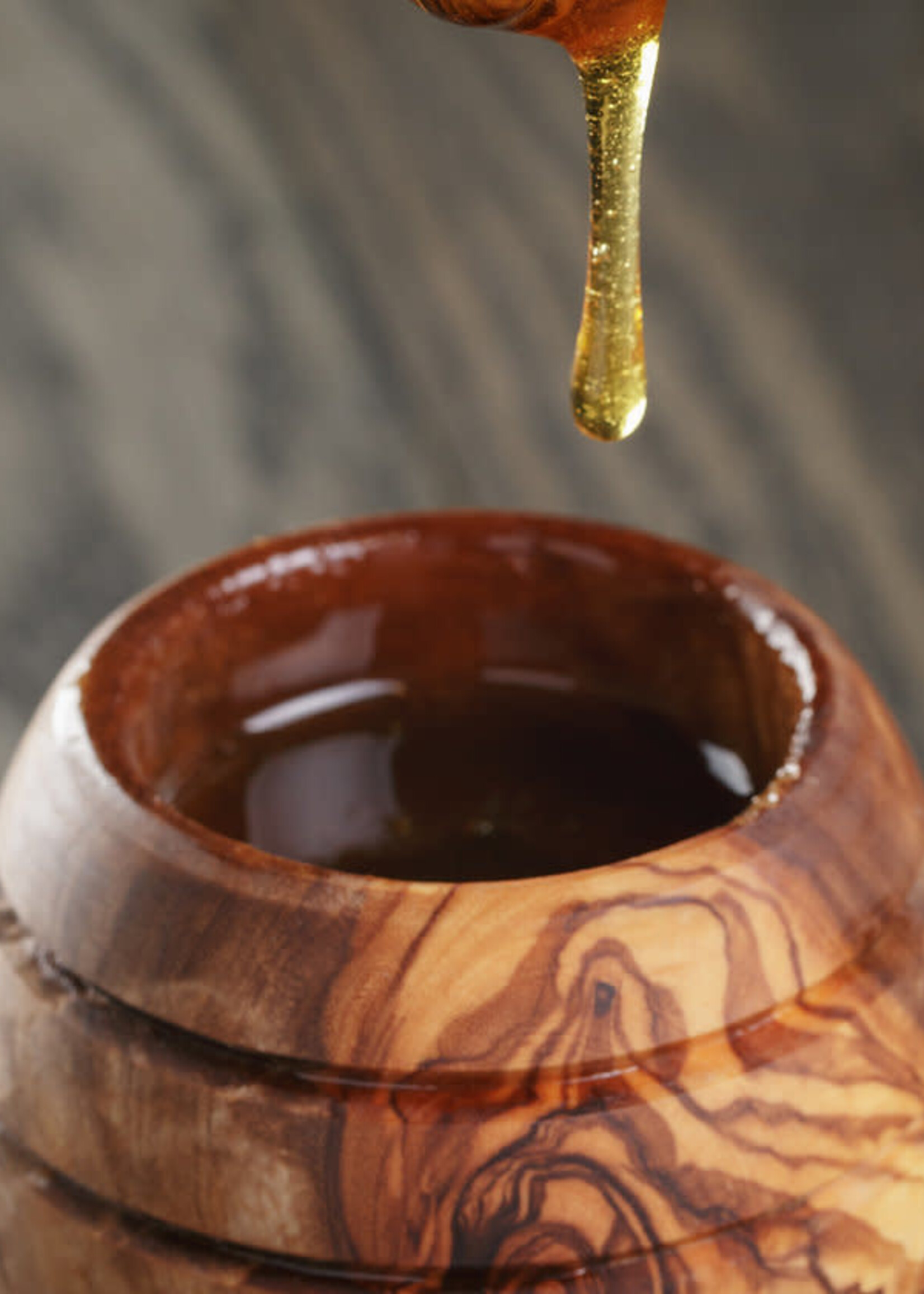 Natural Olive Wood Honey Jar, Olive Wood