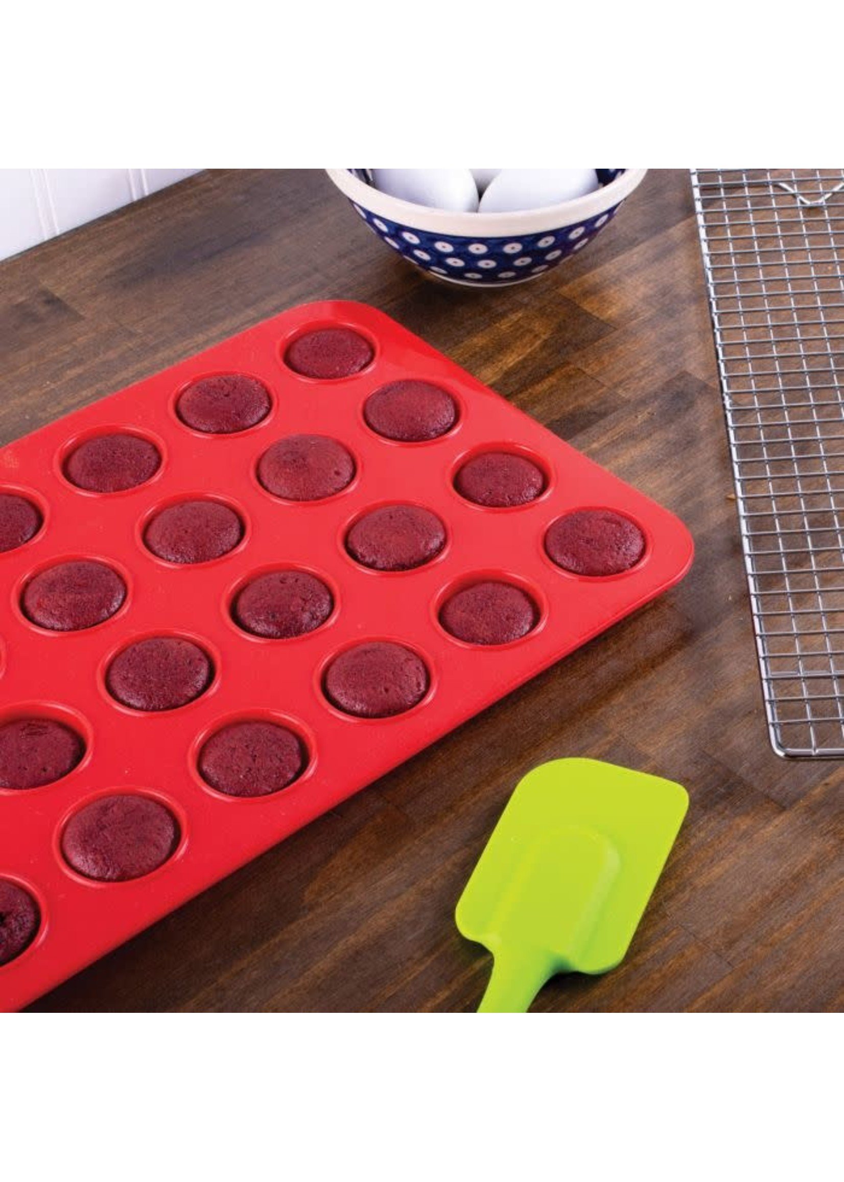 Herrnalise Mini Silicone Muffin Pan 24 Cups Mini Cupcake Pan BPA Free and Dishwasher Safe Non-Stick Silicone Baking Pan, Great for Making Muffin Cakes