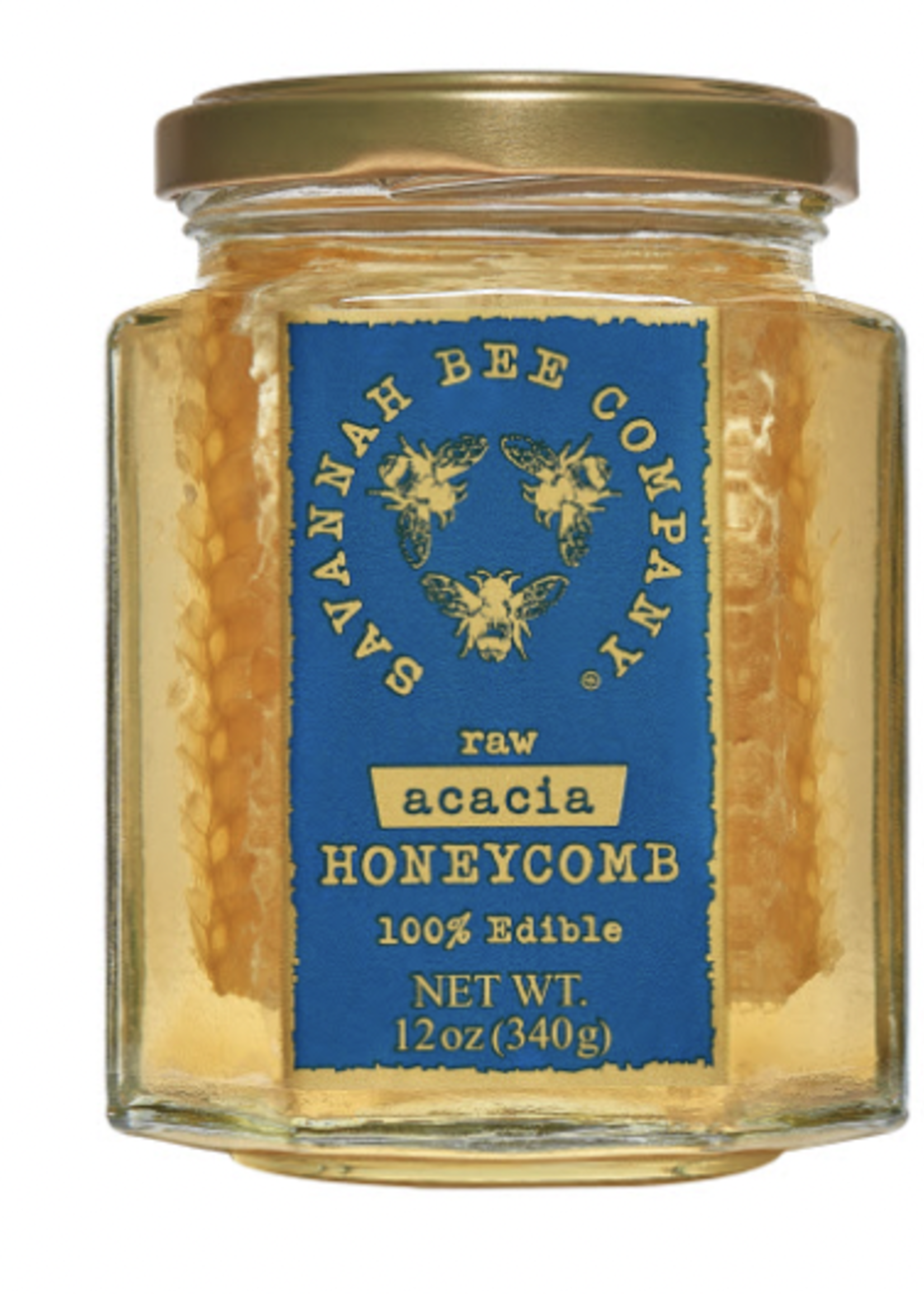 Savannah Bee Acacia Honey Comb Hex Jar 12 oz