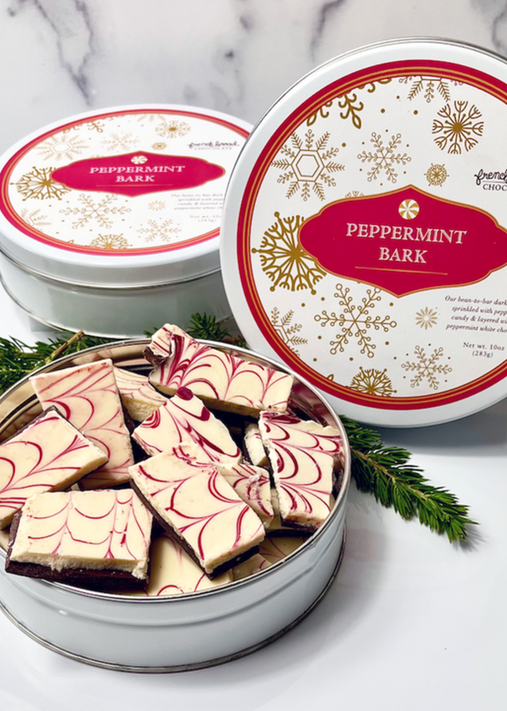 French Broad Chocolates Peppermint Bark Tin