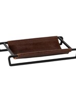 Leather Brown Rectangle Tray / Basket  10"