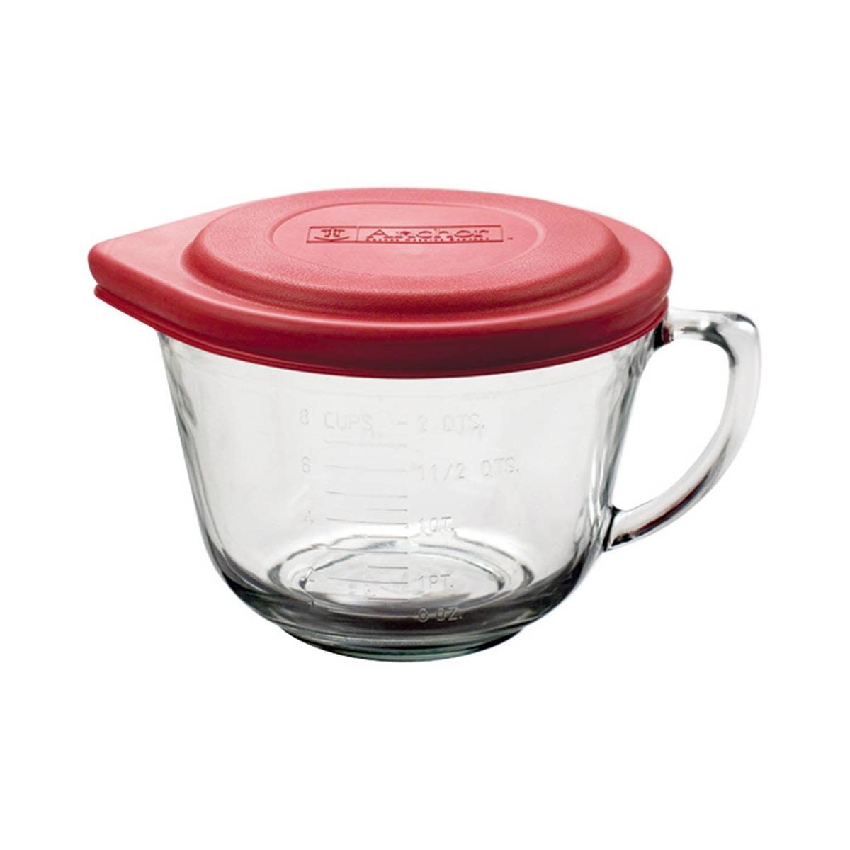 Anchor Batter Bowl With Red Plastic Lid 2 Quart - Each