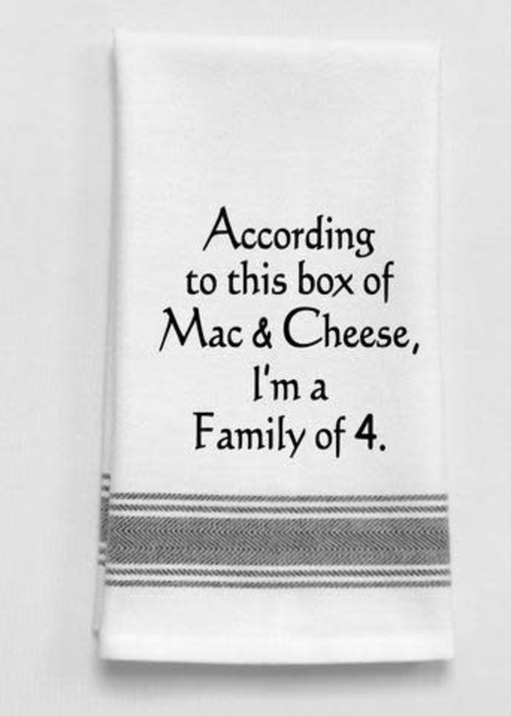Wild Hare Designs Bistro Towel: According to this box of Mac and Cheese