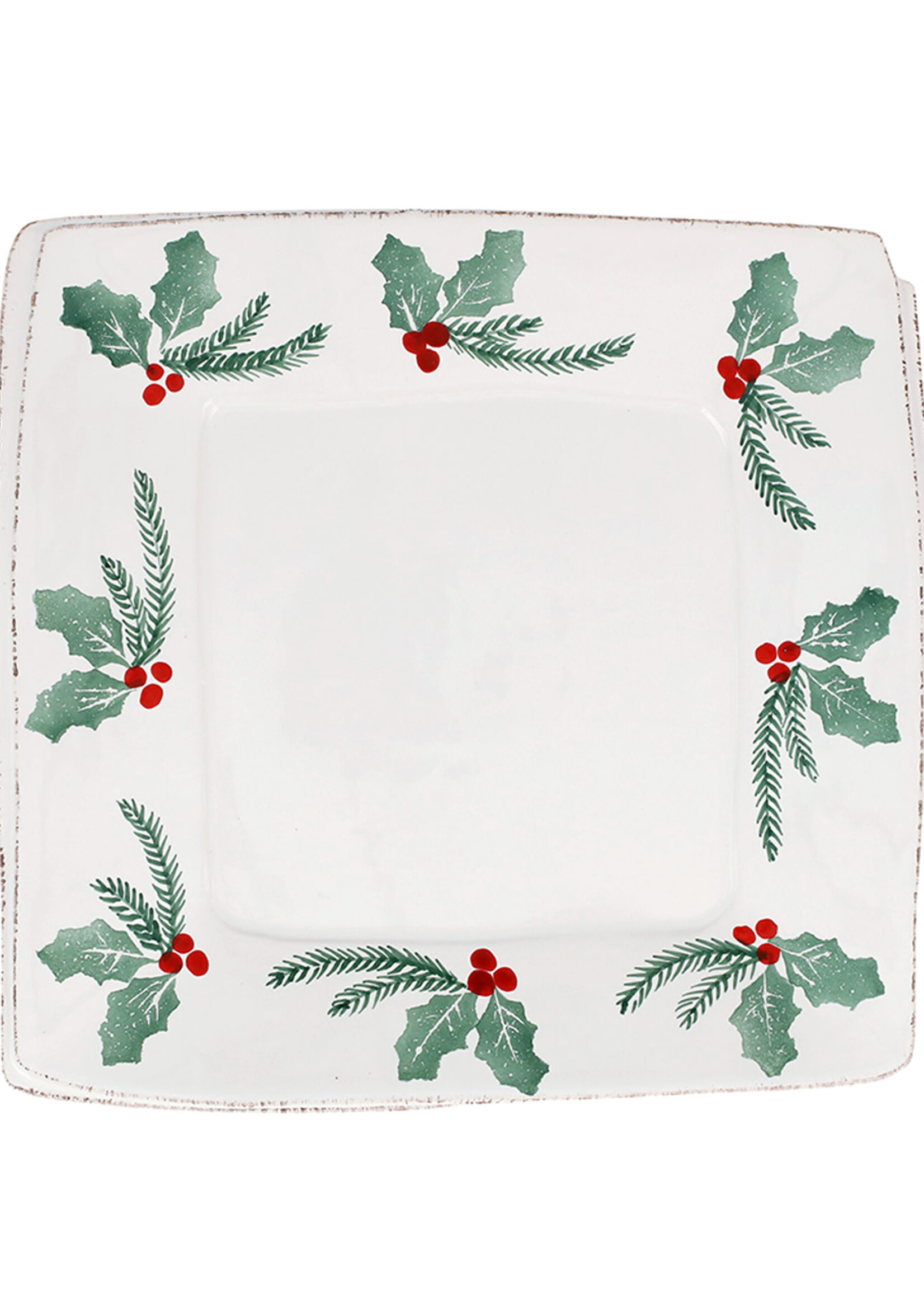 Vietri Lastra Evergreen Handled Square Platter Retired